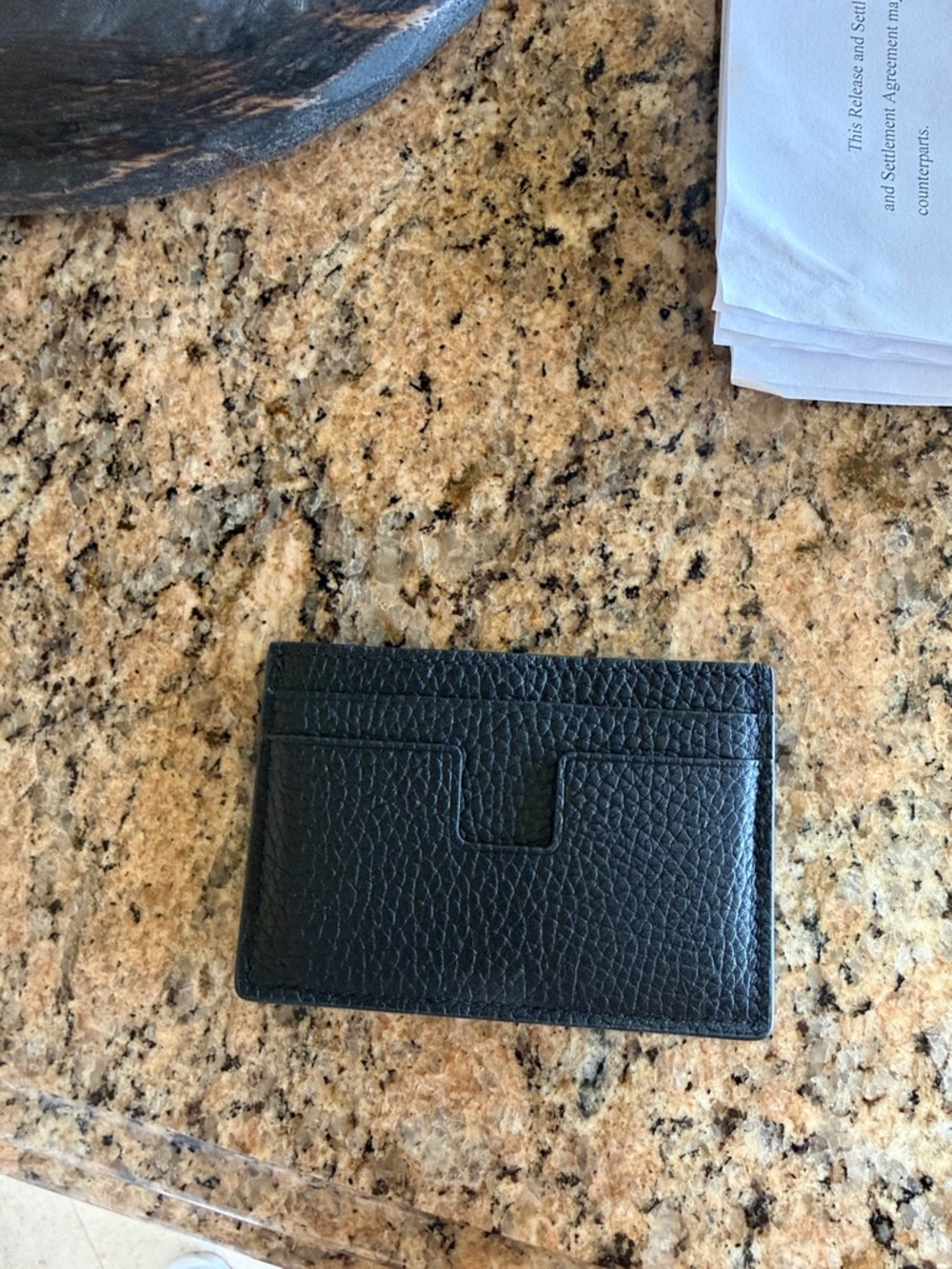 Tom Ford Black Pebbled Leather Slim Card Case - Picture 2 of 2
